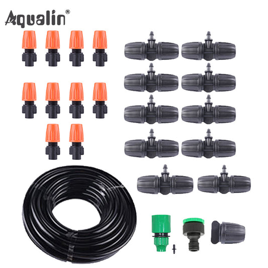 10m 9/12 Hose Automatic  Spray Irrigation System Garden Mist  Watering Kits with Adjustable Spray Nozzle #26301-9 - Aqualin Official Store