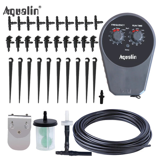 Automatic Drip Irrigation Controller Set Garden Water Timer Watering Kit with Built-in High Quality Membrane Pump #22077 - Aqualin Official Store