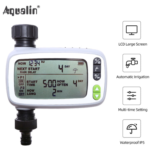 Garden Automatic LCD Big Screen Water Timer Irrigation Controller System for Planting Watering #21139 - Aqualin Official Store